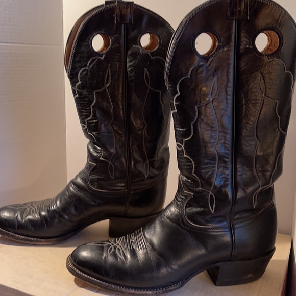 Tony Lama Other - Vintage Tony Lama black leather cowboy boots size 10 D